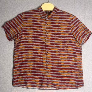 Tasso Elba Men's Button Up Shirt Short Sleeve Striped Casual Shirt‎ Size 3XL